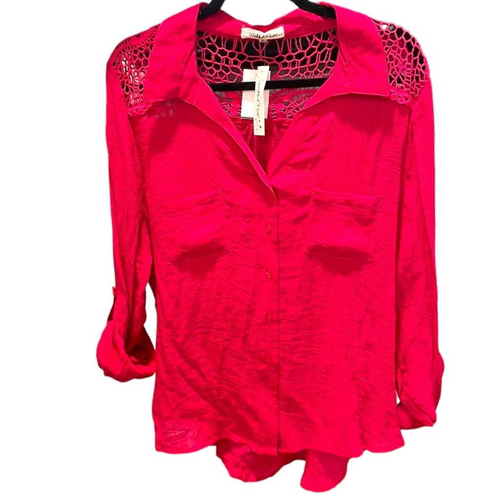 Wishful Park blouse. Size XL pink/ magenta color. Open top. New with Tags